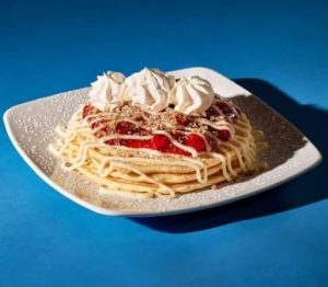 White Chocolate Cherry Cheesecake Pancakes