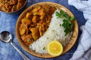 Lunch – Chicken curry , rice and salad