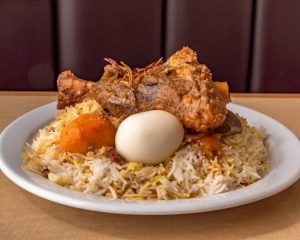 Mutton shank Kacci (Dom) Biryani
